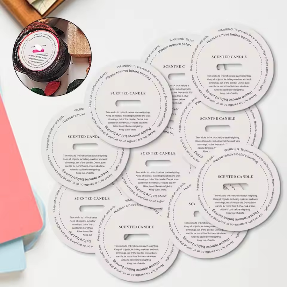 Candle Warning Label - 10/50 Pcs Candle Cup Labels Round