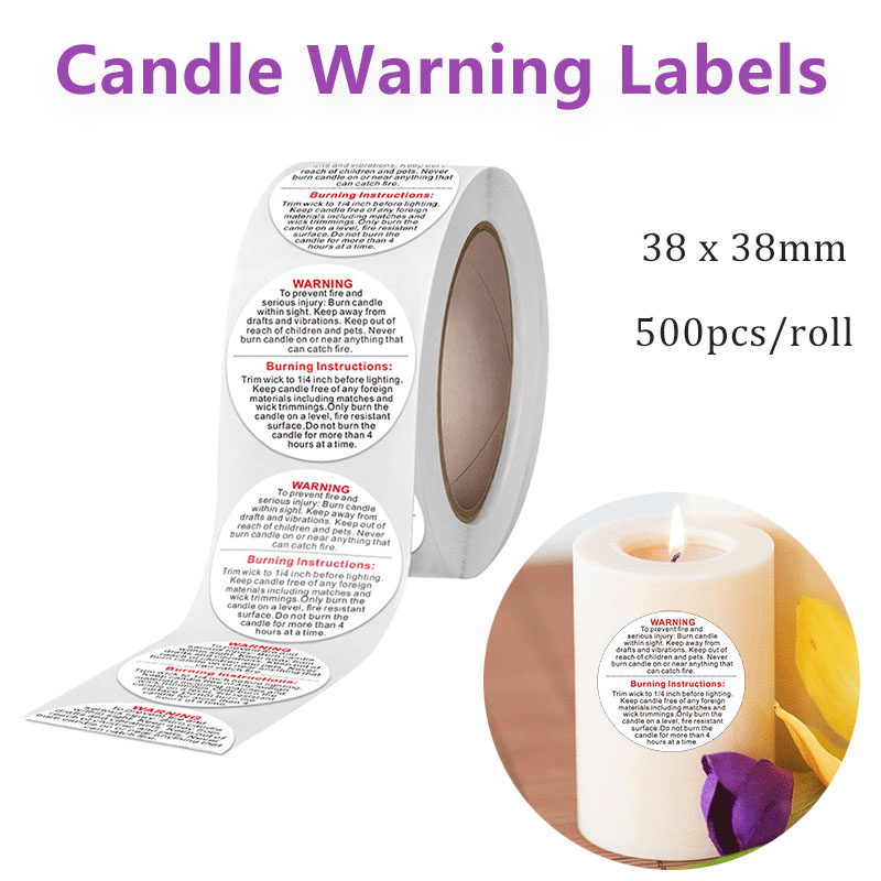 Candle Warning Label - 500/1000pcs Candle Warning Labels 1.5inch Round