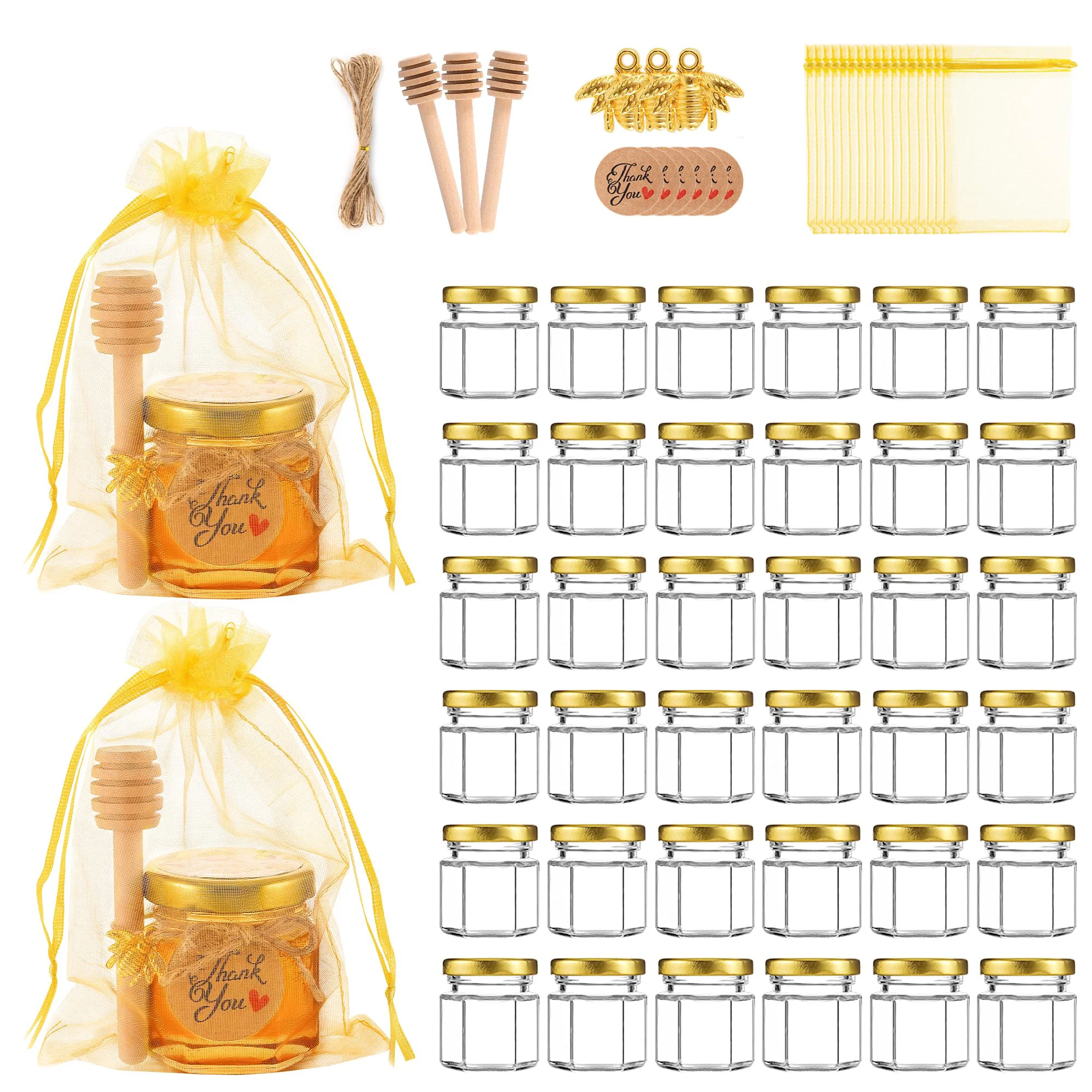Candle Making Glass Jars - 1.5Oz Hexagon Mini Glass Honey Jars