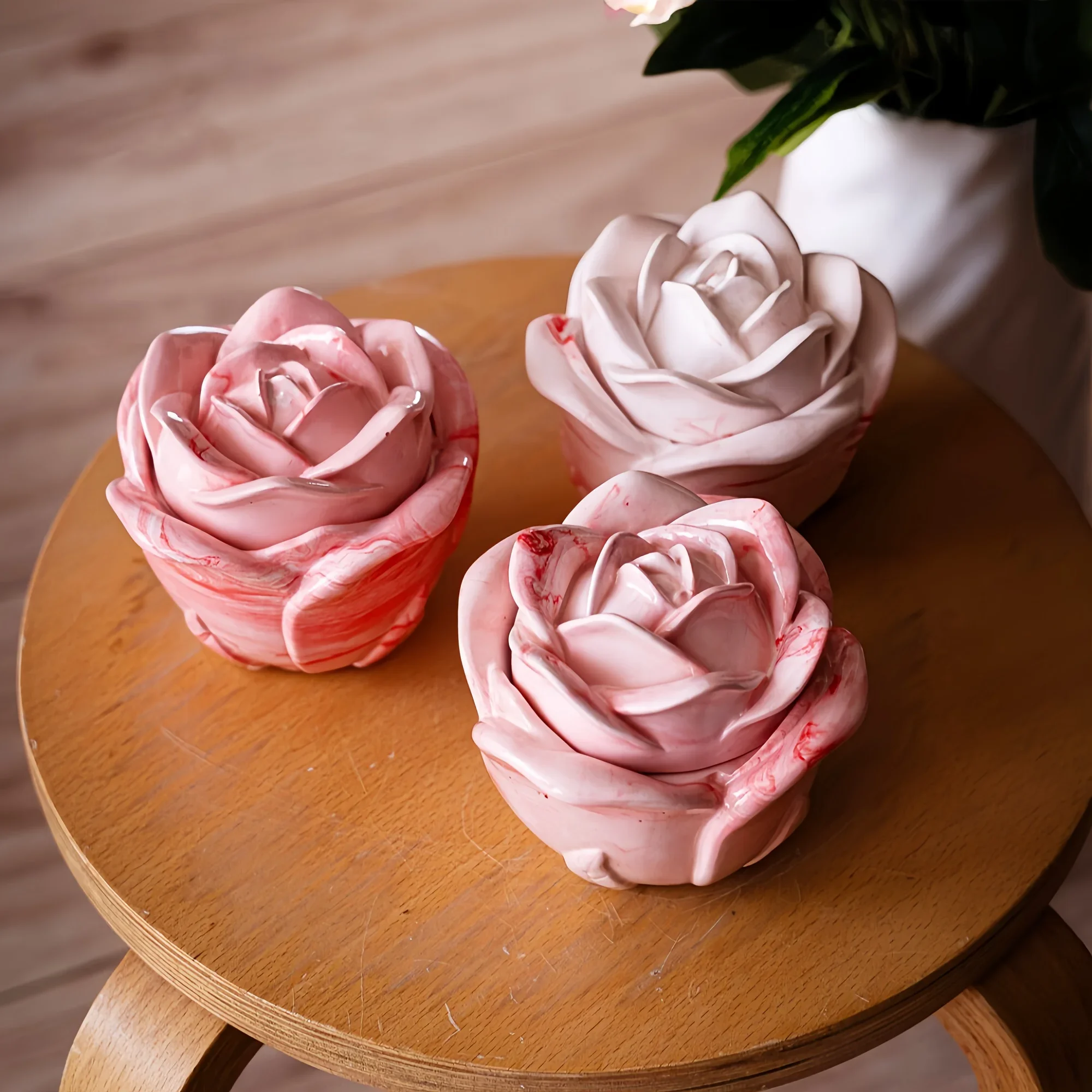 Candle Making Design - 2-Piece Set Rose Shaped Silicone Molds