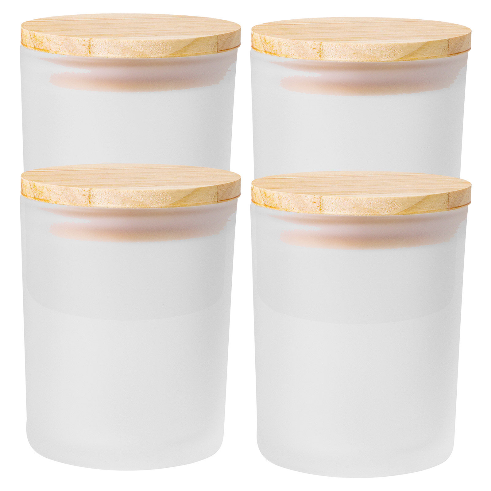 Candle Making Glass Jars - 4Pcs Frosted Cups with Lids Glass
