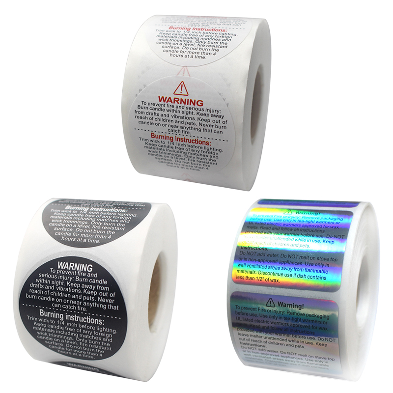 Candle Warning Label - 500PCS Waterproof Candle Warning Stickers Laser