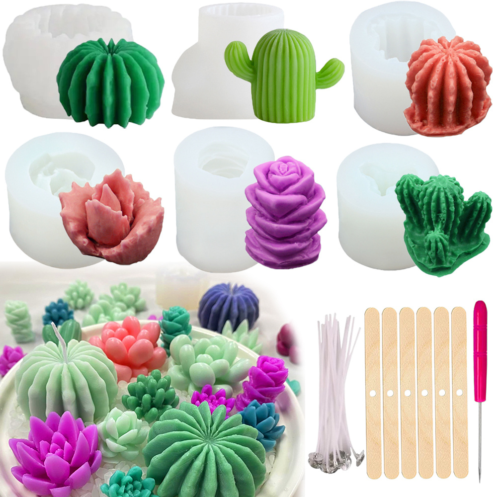Candle Making Experience - 6pcs Succulent Silicone Candle Molds 3D