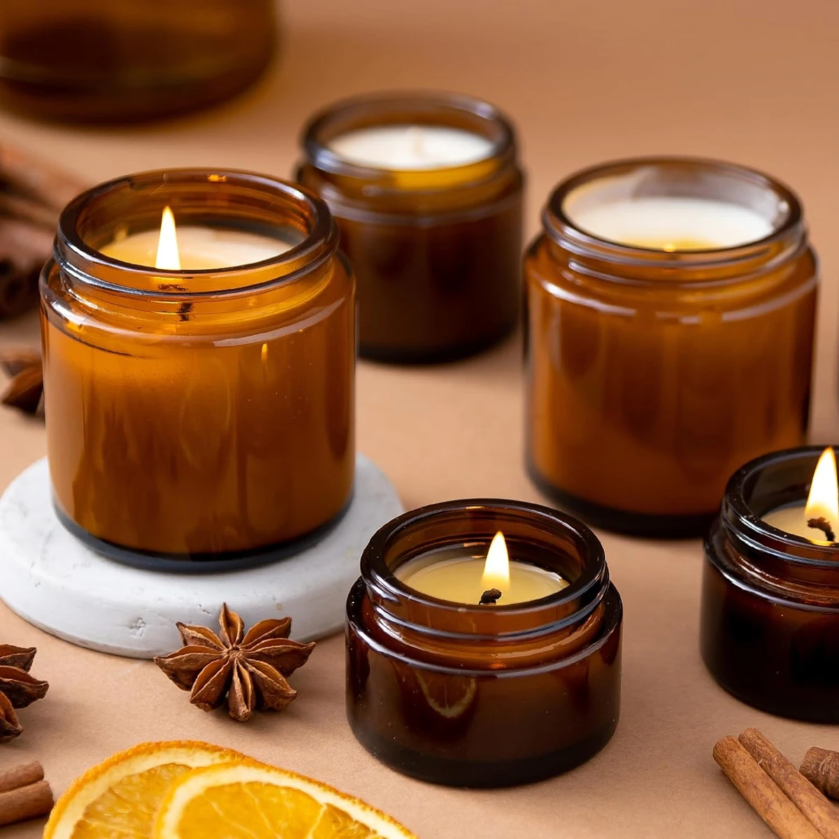 Glass Candle Jars, 4oz Amber R - Candle Making Glass Jars review and price