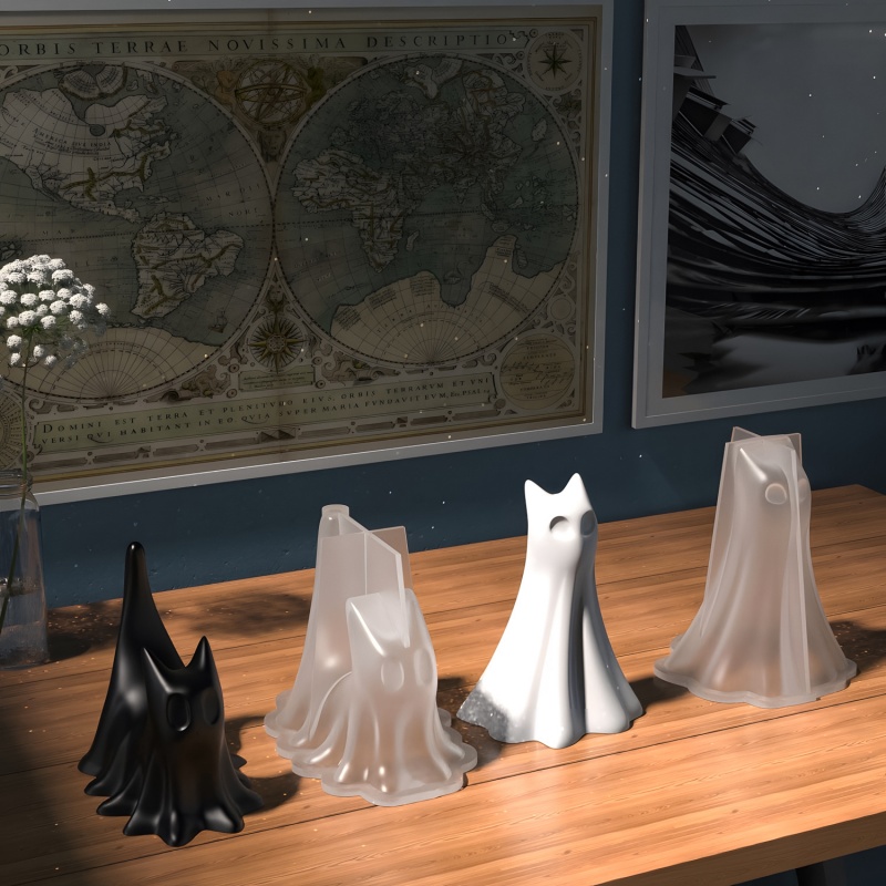 Ghost Cat Halloween Desktop Or - Candle Making Design review and price