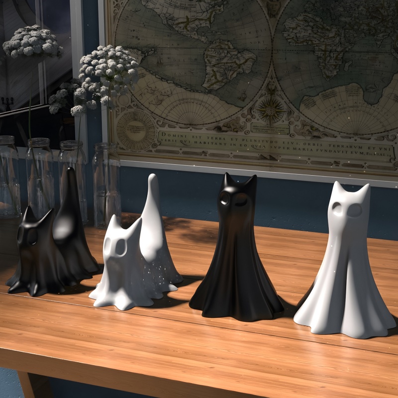 Ghost Cat Halloween Desktop Or - Candle Making Design review and price