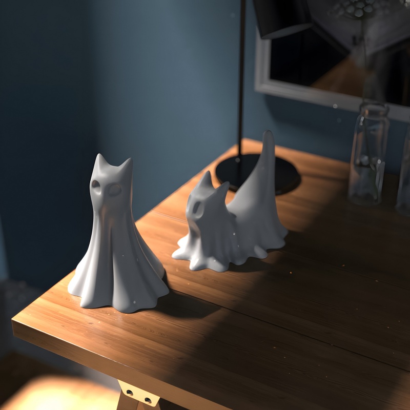 Ghost Cat Halloween Desktop Or - Candle Making Design review and price