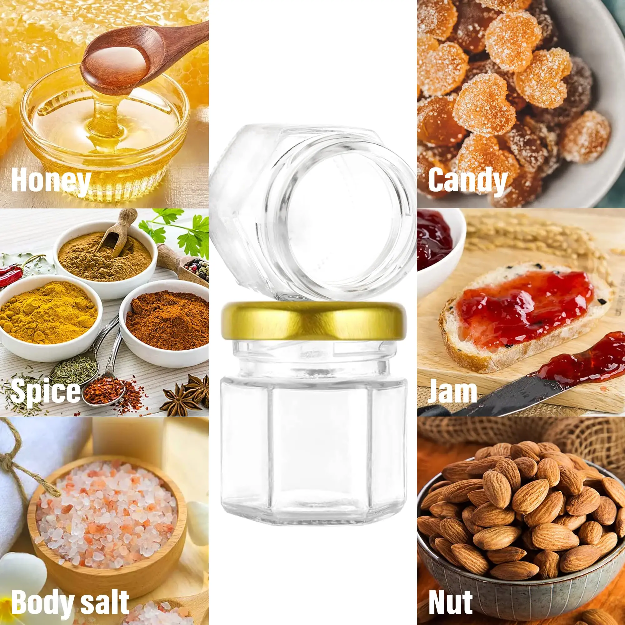 1.5Oz Hexagon Mini Glass Honey - Candle Making Glass Jars review and price
