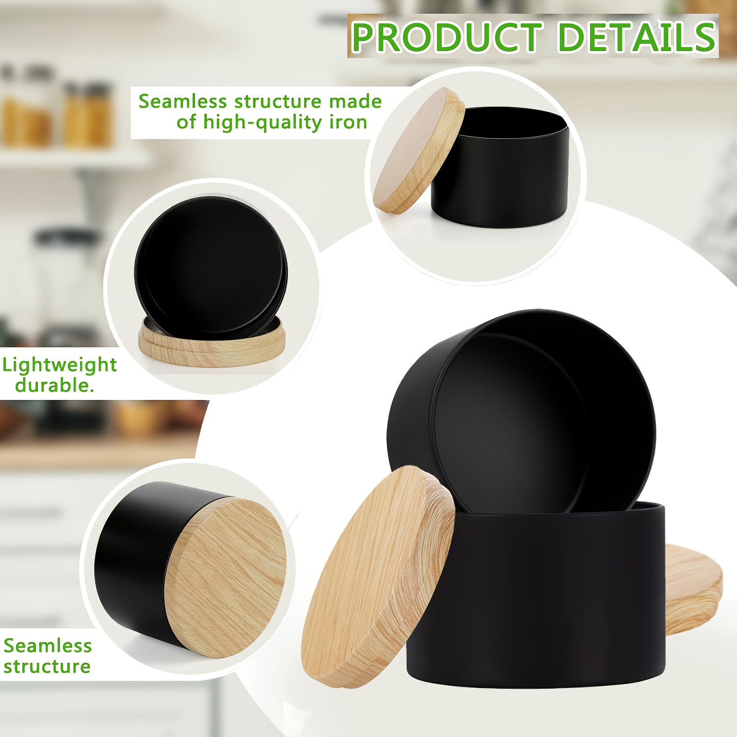 Black candle jars with wood li - Candle Making Glass Jars review and price
