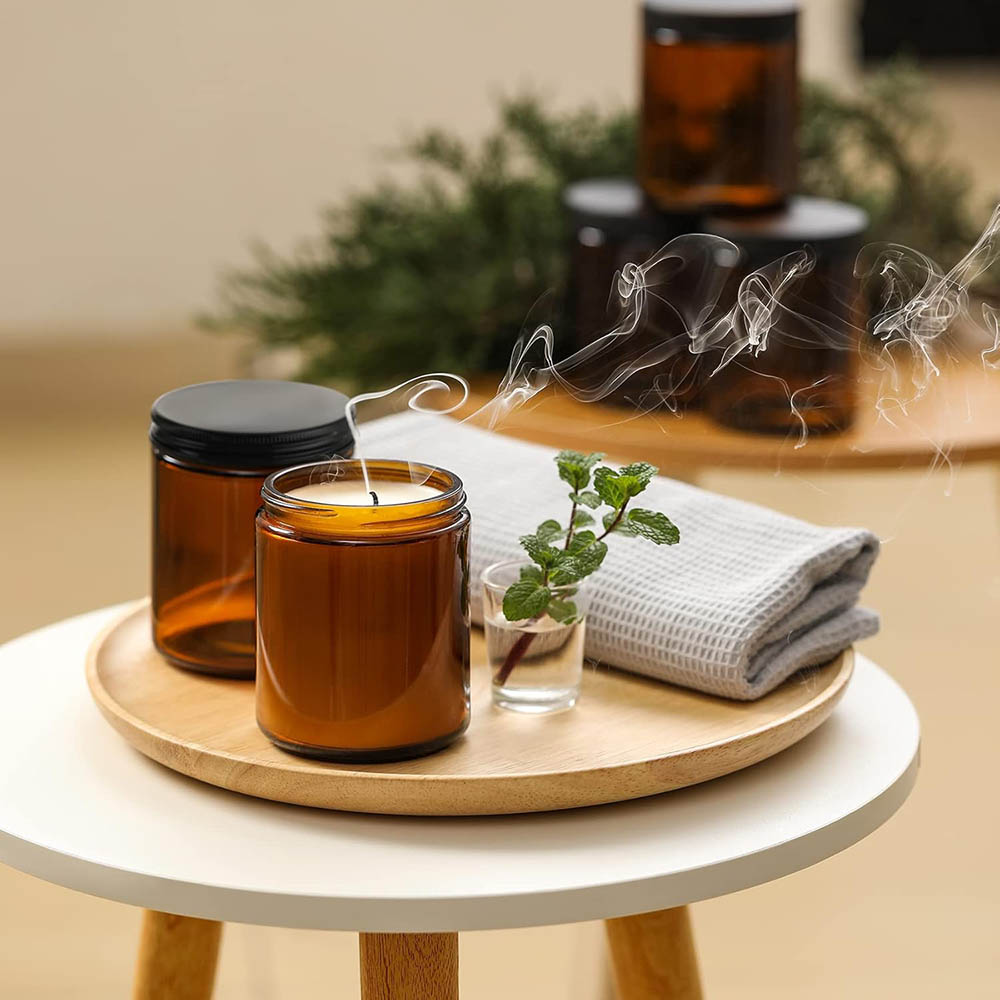 8oz Amber Glass Jars with Blac - Candle Making Glass Jars review and price