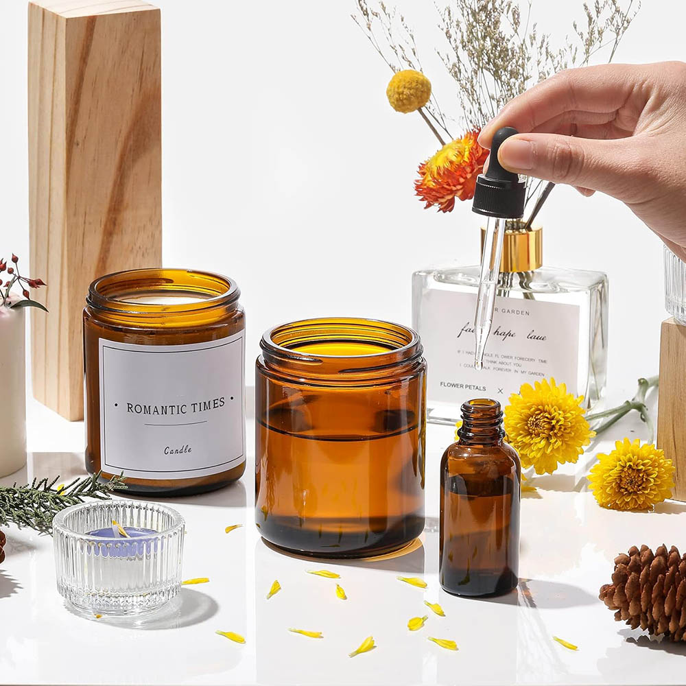 8oz Amber Glass Jars with Blac - Candle Making Glass Jars review and price