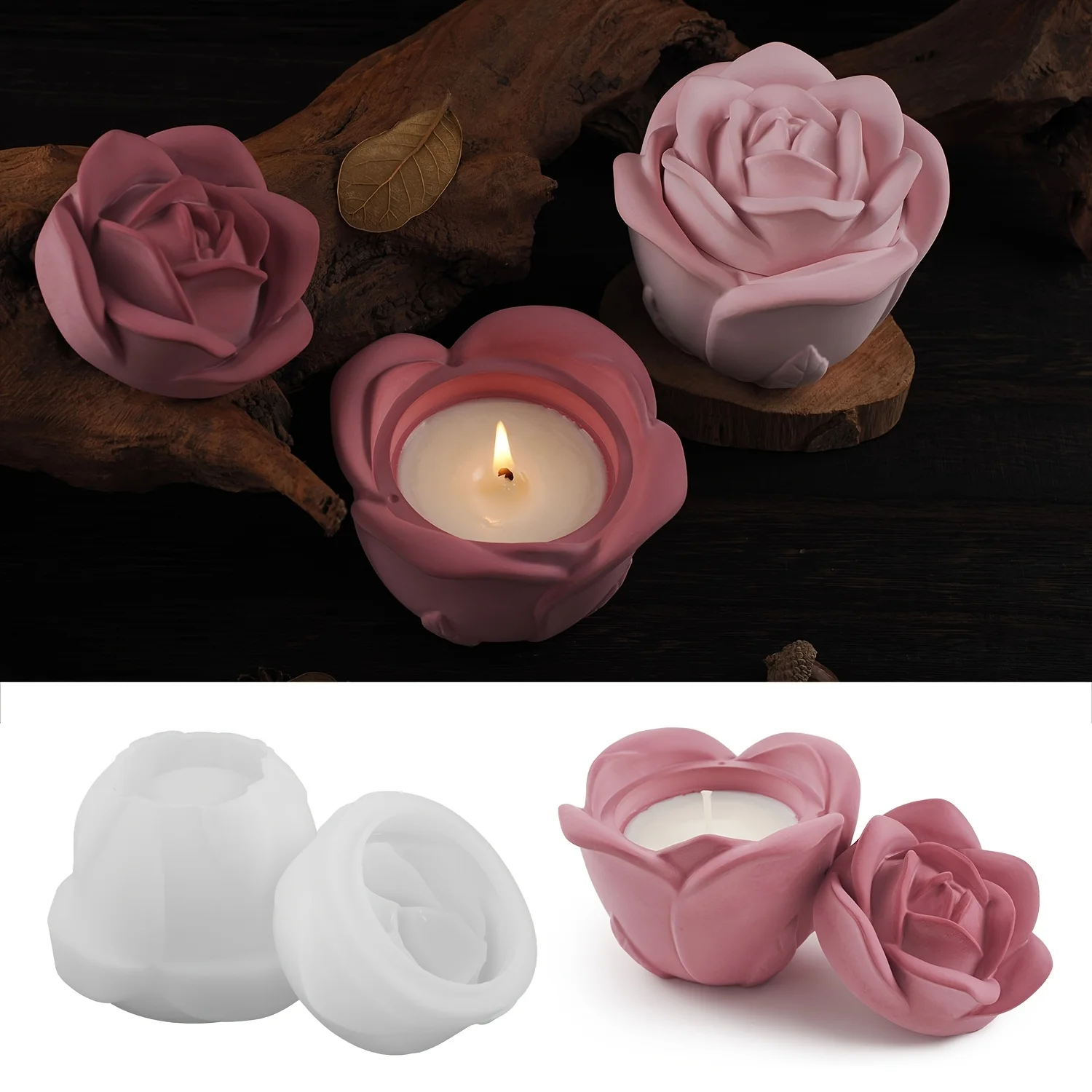 2-Piece Set Rose Shaped Silico - Candle Making Design review and price