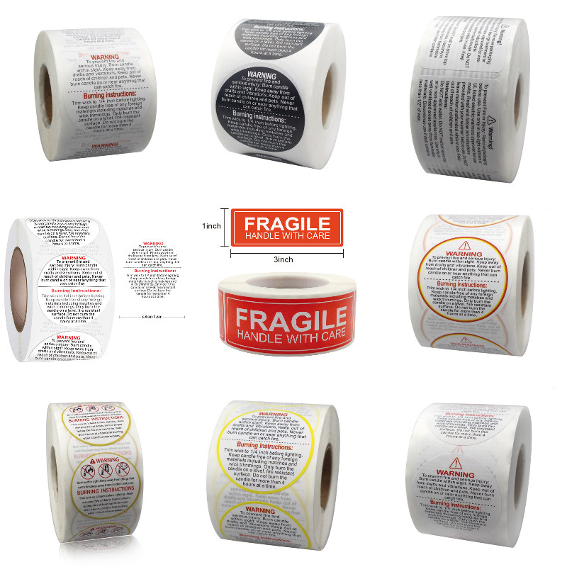 1Roll Fragile Stickers Candle  - Candle Warning Label review and price